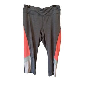 Tangerine Colorblock Capri Leggings – XL – Gray Pink Mesh Panel Activewear Pants